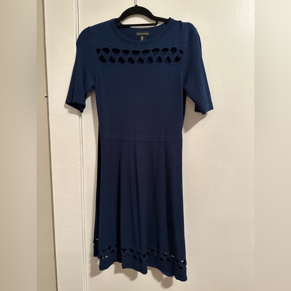 Adrienne Vittadini - Navy Knit - Heart Cutout Dress - M